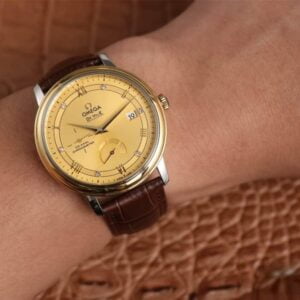 ĐỒNG HỒ OMEGA DE VILLE DIAMOND GOLD DÂY DA CÁ SẤU REPLICA CAO CẤP 39,5 MM 1 dong ho omega de ville diamond gold day da ca sau replica cao cap 395 mm 9