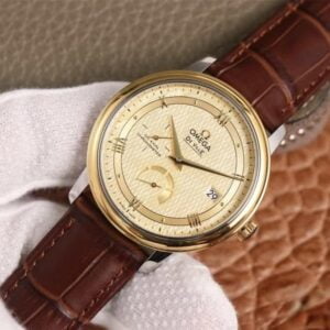 ĐỒNG HỒ OMEGA DE VILLE GOLDEN SUNNY DÂ DA CÁ SẤU REPLICA CAO CẤP 39,5 MM 2 dong ho omega de ville golden sunny day da ca sau replica cao cap 395 mm 2