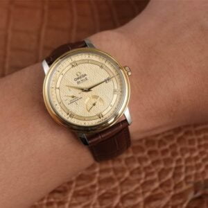 ĐỒNG HỒ OMEGA DE VILLE GOLDEN SUNNY DÂ DA CÁ SẤU REPLICA CAO CẤP 39,5 MM 4 dong ho omega de ville golden sunny day da ca sau replica cao cap 395 mm 3