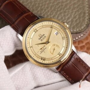 ĐỒNG HỒ OMEGA DE VILLE GOLDEN SUNNY DÂ DA CÁ SẤU REPLICA CAO CẤP 39,5 MM 3 dong ho omega de ville golden sunny day da ca sau replica cao cap 395 mm 8