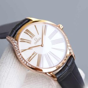 ĐỒNG HỒ OMEGA OMEGA DE VILLE CLASSIC SERIES ROSE GOLD SILVER DÂY DA CÁ SẤU REPLICA CAO CẤP 36 MM 4 dong ho omega omega de ville classic series rose gold silver day da ca sau replica cao cap 36 mm 1