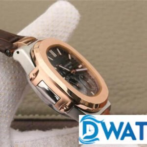 PATEK PHILIPPE NAUTILUS 5712 COPIES WATCHES ROSE GOLD CASE BROWN LEATHER STRAP BLACK DIAL PF 40MM 3 ĐỒNG HỒ NAM PATEK PHILIPPE NAUTILUS 5712 MẶT SỐ TRÒN DÂY DA FAKE 11 PF 40MM
