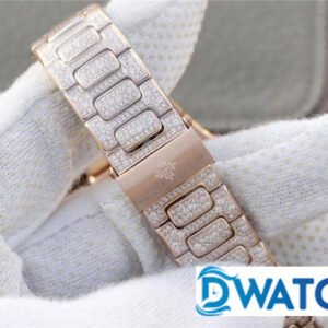 PATEK PHILIPPE NAUTILUS 7021G RHINESTONE ROSE GOLD CASE REPLICA WATCHES 37MM 5 ĐỒNG HỒ NAM PATEK PHILIPPE NAUTILUS 7021G ĐÍNH FULL ĐÁ VÀNG HỒNG 37MM