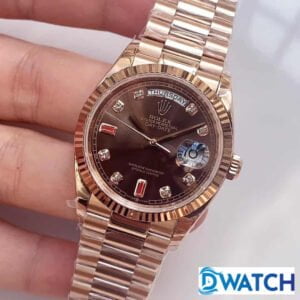 ĐỒNG HỒ NAM ROLEX DAY-DATE MÁY CƠ DÂY KIM LOẠI MÀU ROSE GOLD FAKE 36MM 1 ĐỒNG HỒ NAM MÁY CƠ DÂY KIM LOẠI ROLEX DAY-DATE MÀU ROSE GOLD REPLICA 1:1 CAO CẤP 36MM