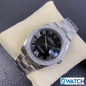 ĐỒNG HỒ NAM ROLEX DATEJUST MÁY CƠ ĐÍNH ĐÁ DÂY KIM LOẠI FAKE CAO CẤP EW 31mm 1 ĐỒNG HỒ ROLEX NAM MÁY CƠ ĐÍNH ĐÁ DÂY KIM LOẠI MẶT MÀU ĐEN EW FACTORY REP 1:1 CAO CẤP 36MM
