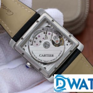 CARTIER TANK ANDY LAU LUXURY FAKE WATCHES BLACK DIAL RHINESTONE CASE LEATHER STRAP 34X44MM 4 ĐỒNG HỒ NỮ CARTIER