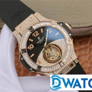 HUBLOT CLASSIC FUSION TOURBILLON IMITATION WATCHES RHINESTONE ALL ROSE GOLD PLATE RUBBER STRAP 44MM 2 ĐỒNG HỒ NAM HUBLOT BIG BANG MẶT SỐ MÀU NÂU ĐƠN GIẢN REPLICA CAO CẤP 44MM