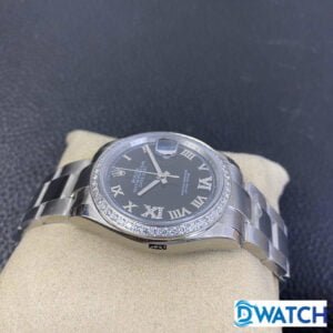 ĐỒNG HỒ NAM ROLEX DATEJUST MÁY CƠ ĐÍNH ĐÁ DÂY KIM LOẠI FAKE CAO CẤP EW 31mm 4 ĐỒNG HỒ ROLEX NAM MÁY CƠ ĐÍNH ĐÁ DÂY KIM LOẠI MẶT MÀU ĐEN EW FACTORY REP 1:1 CAO CẤP 36MM