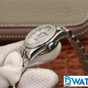 ĐỒNG HỒ NỮ ROLEX DATEJUST MÀU TRẮNG NIỀNG ĐÍNH ĐÁ SANG TRỌNG FAKE 11 28MM 2 ĐỒNG HỒ NỮ ROLEX DATEJUST MÀU TRẮNG NIỀNG ĐÍNH ĐÁ SANG TRỌNG FAKE 11 28MM