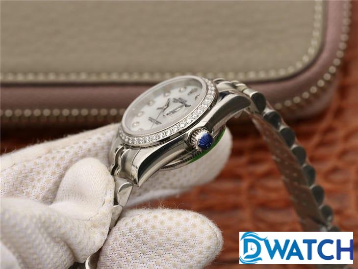 ĐỒNG HỒ NỮ ROLEX DATEJUST MÀU TRẮNG NIỀNG ĐÍNH ĐÁ SANG TRỌNG FAKE 11 28MM ĐỒNG HỒ NỮ ROLEX DATEJUST MÀU TRẮNG NIỀNG ĐÍNH ĐÁ SANG TRỌNG FAKE 11 28MM
