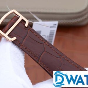 CARTIER TANK ANDY LAU GOOD IMITATION WATCHES ROSE GOLD PLATE BLACK ROMAN HOURS BROWN LEATHER STRAP 34X44MM 5 ĐỒNG HỒ NỮ CARTIER