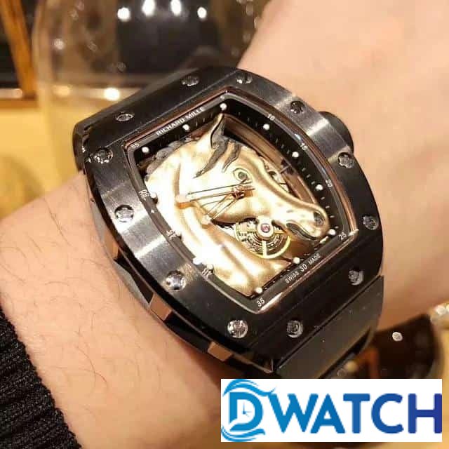 ĐỒNG HỒ NAM RICHARD MILLE RM52-02 HÌNH ĐẦU NGỰA VÀNG FAKE CAO CẤP 43X50MM ĐỒNG HỒ NAM RICHARD MILLE RM52-02 HÌNH ĐẦU NGỰA VÀNG FAKE CAO CẤP 43X50MM