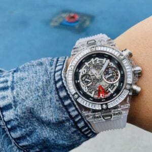 HUBLOT BIG BANG UNICO CHRONOGRAPH BEST REPLICA WATCHES CRYSTAL CASE RHINESTONE BEZEL BAGUETTE HB FACTORY 45MM 6 ĐỒNG HỒ NAM CƠ 5 KIM ĐÍNH ĐÁ HUBLOT BIG BANG CHRONOGRAPH HB FACTORY REP 1:1 CAO CẤP 45MM