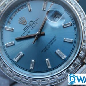 ĐỒNG HỒ NAM ROLEX DAY-DATE 228238 MẶT SỐ XANH ĐÍNH ĐÁ REPLICA CAO CẤP 40MM 2 ĐỒNG HỒ NAM ROLEX DAY-DATE 228238 MẶT SỐ XANH ĐÍNH ĐÁ REPLICA CAO CẤP 40MM