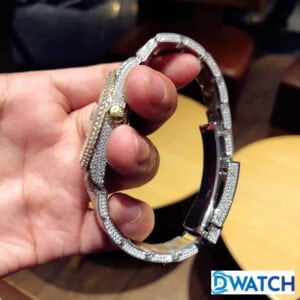 ROLEX DATEJUST REPLICA WATCHES TWO TONES RHINESTONE FULL GEM AUTOMATIC INDEX HOURS 41MM 5 ĐỒNG HỒ ROLEX DATEJUST NAM MÁY CƠ ĐÍNH FULL ĐÁ DÂY KIM LOẠI REPLICA 1:1 CAO CẤP 41MM