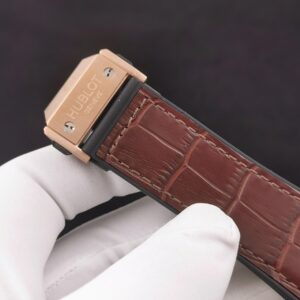 HUBLOT SPIRIT OF BIG BANG CHRONOGRAPH IMITATION WATCHES ROSE GOLD PLATE CASE BROWN LEATHER COVER RUBBER STRAP 42MM 5 ĐỒNG HỒ CƠ NAM 6 KIM HUBLOT SPIRIT OF BIG BANG CHRONOGRAPH REPLICA 1:1 CAO CẤP 42MM