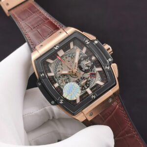 HUBLOT SPIRIT OF BIG BANG KING GOLD CHRONOGRAPH REPLICA WATCHES ROSE GOLD PLATE BROWN RUBBER STRAP 42MM 1 ĐỒNG HỒ NAM MÁY CƠ 6 KIM HUBLOT SPIRIT OF BIG BANG CHRONOGRAPH REP 1:1 42MM