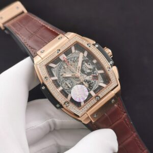 HUBLOT SPIRIT OF BIG BANG CHRONOGRAPH KING GOLD LUXURY FAKE WATCHES RHINESTONE BEZEL ROSE GOLD PLATE 42MM 1 ĐỒNG HỒ HUBLOT SPIRIT OF BIG BANG CHRONOGRAPH KING GOLD ĐÍNH ĐÁ REPLICA 1:1 42MM