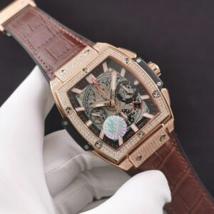 HUBLOT SPIRIT OF BIG BANG CHRONOGRAPH KING GOLD BEST REPLICA WATCHES ROSE GOLD PLATE RHINESTONE CASE 42MM 1 ĐỒNG HỒ CƠ NAM ĐÍNH FULL ĐÁ HUBLOT SPIRIT OF BIG BANG CHRONOGRAPH KIG GOLD REP 1:1 42MM