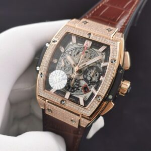 HUBLOT SPIRIT OF BIG BANG CHRONOGRAPH KING GOLD BEST REPLICA WATCHES ROSE GOLD PLATE RHINESTONE CASE 42MM 2 ĐỒNG HỒ CƠ NAM ĐÍNH FULL ĐÁ HUBLOT SPIRIT OF BIG BANG CHRONOGRAPH KIG GOLD REP 1:1 42MM