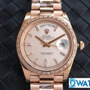 ĐỒNG HỒ NAM ROLEX DAY-DATE MÁY CƠ ĐÍNH ĐÁ ROSE GOLD FAKE CAO CẤP 40MM 1 ĐỒNG HỒ ROLEX DAY-DATE NAM MÁY CƠ ĐÍNH ĐÁ MÀU ROSE GOLD REPLICA 1:1 CAO CẤP 40MM
