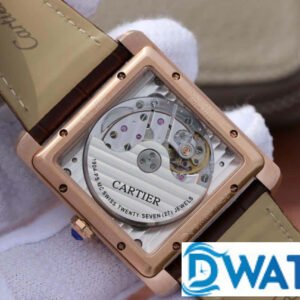 CARTIER TANK ANDY LAU LUXURY REPLICA WATCHES RHINESTONE ROSE GOLD PLATE WHITE DIAL LEATHER STRAP 34X44MM 4 ĐỒNG HỒ NỮ CARTIER