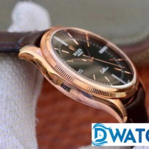 ĐỒNG HỒ NAM ROLEX CELLINI DÂY DA MẶT MÀU ĐEN FAKE 11 39MM 4 ĐỒNG HỒ CƠ NAM DÂY DA MẶT MÀU ĐEN ROLEX CELLINI REPLICA 1:1 CAO CẤP 39MM