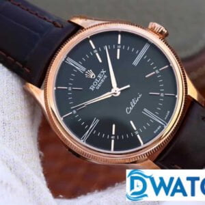 ĐỒNG HỒ NAM ROLEX CELLINI DÂY DA MẶT MÀU ĐEN FAKE 11 39MM 2 ĐỒNG HỒ CƠ NAM DÂY DA MẶT MÀU ĐEN ROLEX CELLINI REPLICA 1:1 CAO CẤP 39MM