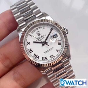 ĐỒNG HỒ NAM ROLEX DAY-DATE DÂY KIM LOẠI CỌC SỐ LA MÃ REPLICA 1:1 36MM 2 ĐỒNG HỒ CƠ NAM DÂY KIM LOẠI CỌC SỐ LA MÃ ROLEX DAY-DATE REPLICA 1:1 CAO CẤP 36MM