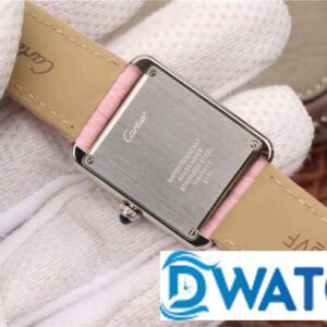 CARTIER TANK REPLICA WATCHES STAINLESS STEEL PINK LEATHER STRAP 33X27MM 4 ĐỒNG HỒ NỮ CARTIER TANK MẶT SỐ TRẮNG DÂY DA FAKE CAO CẤP 33X27MM