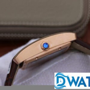 CARTIER TANK ANDY LAU GOOD IMITATION WATCHES ROSE GOLD PLATE BLACK ROMAN HOURS BROWN LEATHER STRAP 34X44MM 3 ĐỒNG HỒ NỮ CARTIER