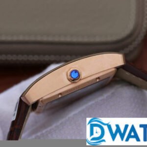 CARTIER TANK ANDY LAU IMITATION WATCHES ROSE GOLD PLATE BROWN LEATHER STRAP 34X44MM 3 ĐỒNG HỒ NỮ CARTIER