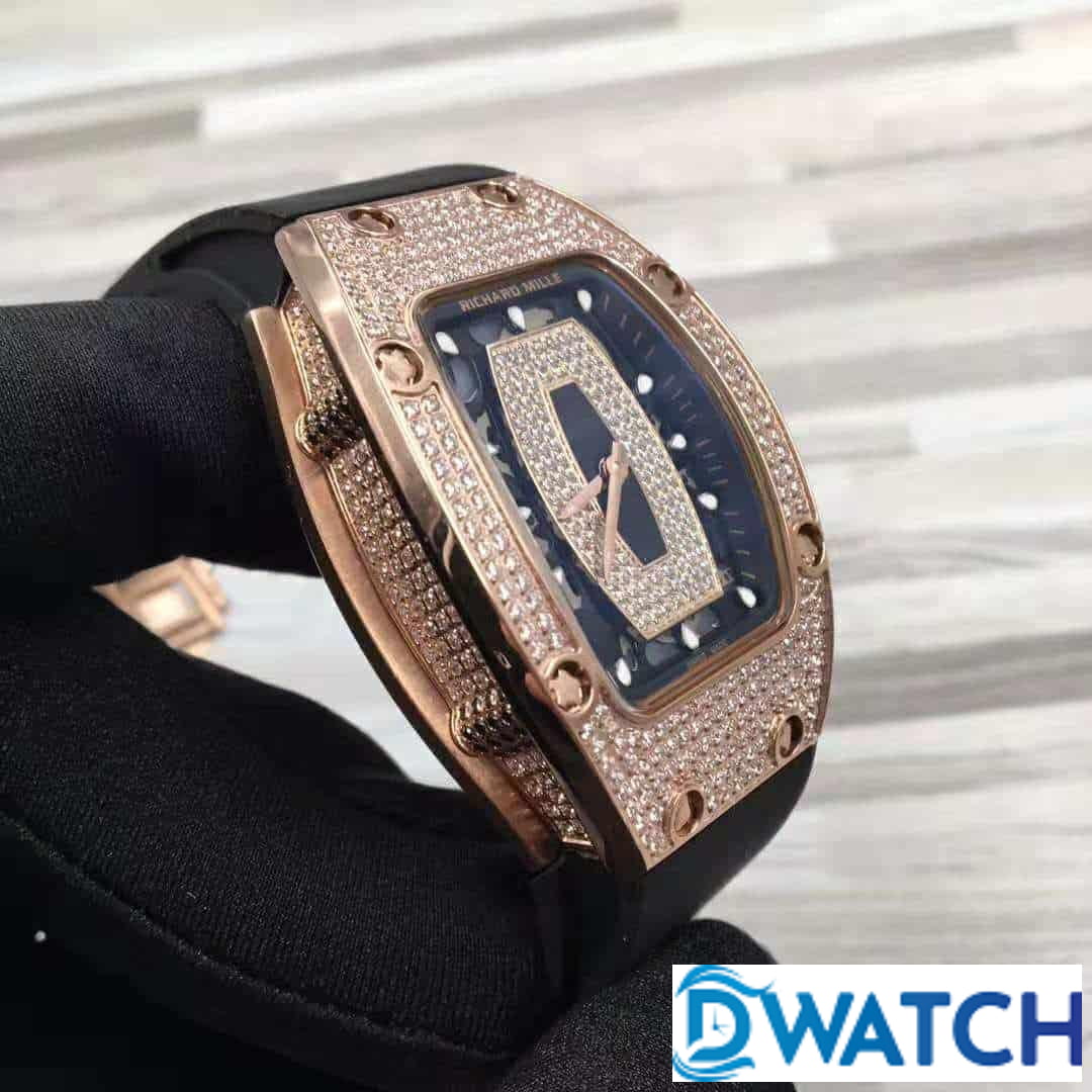 ĐỒNG HỒ NỮ RICHARD MILLE RM007 ĐÍNH FULL ĐÁ VÀNG HỒNG FAKE 11 31X45MM ĐỒNG HỒ NỮ RICHARD MILLE RM007 ĐÍNH FULL ĐÁ VÀNG HỒNG FAKE 11 31X45MM