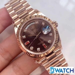 ĐỒNG HỒ NAM ROLEX DAY-DATE MÁY CƠ DÂY KIM LOẠI MÀU ROSE GOLD FAKE 36MM 2 ĐỒNG HỒ NAM MÁY CƠ DÂY KIM LOẠI ROLEX DAY-DATE MÀU ROSE GOLD REPLICA 1:1 CAO CẤP 36MM