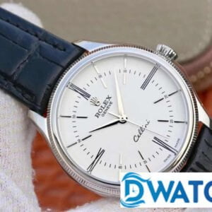 ĐỒNG HỒ NAM ROLEX CELLINI DÂY DA MẶT TRẮNG FAKE CAO CẤP 39MM 2 ĐỒNG HỒ CƠ NAM DÂY DA MẶT TRẮNG ROLEX CELLINI REPLICA 1:1 CAO CẤP 39MM