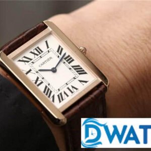 CARTIER TANK REPLICA WATCHES WHITE DIAL ROSE GOLD CASE BROWN LEATHER STRAP 33X27MM 6 ĐỒNG HỒ NỮ CARTIER TANK MẶT SỐ TRẮNG DÂY DA KHẮC VÂN NỔI FAKE CAO CẤP 33X27MM