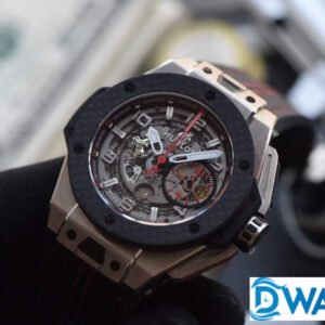 HUBLOT BIG BANG FERRARI F3 HIGH END WATCH REPLICAS BLACK CERAMIC CASE CARBON FIBER 44MM 3 ĐỒNG HỒ NAM HUBLOT BIG BANG FERRARI CERAMIC F3 MÀU ĐEN REPLICA 11 44MM