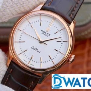 ĐỒNG HỒ NAM ROLEX CELLINI MÁY CƠ DÂY DA MẶT TRẮNG FAKE CAO CẤP 39MM 2 ĐỒNG HỒ NAM MÁY CƠ DÂY DA MẶT TRẮNG ROLEX CELLINI REPLICA 1:1 CAO CẤP 39MM