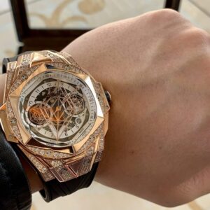 ĐỒNG HỒ CƠ NAM ĐÍNH ĐÁ HUBLOT BIG BANG SANG BLEU ll KING GOLD REP 1:1 CAO CẤP 45MM 7 ĐỒNG HỒ CƠ NAM ĐÍNH ĐÁ HUBLOT BIG BANG SANG BLEU ll KING GOLD REP 1:1 CAO CẤP 45MM