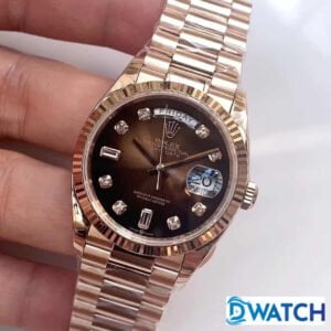 ĐỒNG HỒ NAM ROLEX DAY-DATE DÂY KIM LOẠI MÀU ROSE GOLD REPLICA 36MM 1 ĐỒNG HỒ CƠ NAM DÂY KIM LOẠI MÀU ROSE GOLD ROLEX DAY-DATE REPLICA 1:1 CAO CẤP 36MM