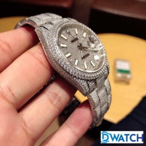 ROLEX DATEJUST BEST COPIES WATCHES RHINESTONE FULL GEM STAINLESS STEEL INDEX HOURS 41MM 3 ĐỒNG HỒ ROLEX DATEJUST NAM MÁY CƠ ĐÍNH FULL ĐÁ DÂY KIM LOẠI REPLICA 1:1 CAO CẤP 40MM