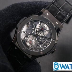 HUBLOT CLASSIC FUSION TOURBILON REPLICA WATCHES ALL BLACK RUBBER STRAP 42MM 2 ĐỒNG HỒ HUBLOT NAM HUBLOT CLASSIC FUSION TOURBILON REPLICA 1:1 CAO CẤP 42MM