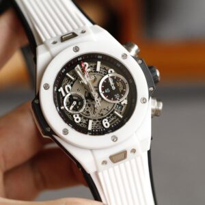 HUBLOT BIG BANG UNICO CHRONOGRAPH BEST REPLICA WATCHES WHITE CERAMIC RUBBER STRAP ONE CLICK 45,5MM 1 ĐỒNG HỒ CƠ NAM DÂY CAO SU HUBLOT BIG BANG UNICO CHRONOGRAPH REPLICA 1:1 45,5MM