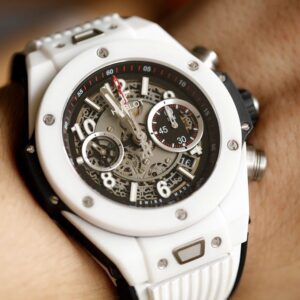 HUBLOT BIG BANG UNICO CHRONOGRAPH BEST REPLICA WATCHES WHITE CERAMIC RUBBER STRAP ONE CLICK 45,5MM 7 ĐỒNG HỒ CƠ NAM DÂY CAO SU HUBLOT BIG BANG UNICO CHRONOGRAPH REPLICA 1:1 45,5MM