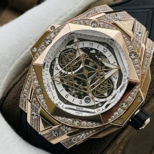ĐỒNG HỒ CƠ NAM ĐÍNH ĐÁ HUBLOT BIG BANG SANG BLEU ll KING GOLD REP 1:1 CAO CẤP 45MM 1 ĐỒNG HỒ CƠ NAM ĐÍNH ĐÁ HUBLOT BIG BANG SANG BLEU ll KING GOLD REP 1:1 CAO CẤP 45MM