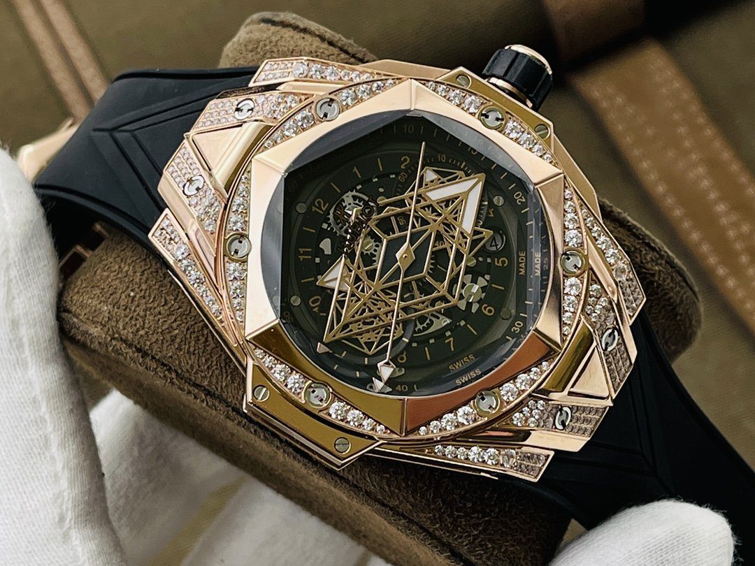 ĐỒNG HỒ ĐÍNH ĐÁ CƠ NAM HUBLOT BIG BANG SANG BLEU ll CHRONOGRAPH KING GOLD REP 1:1 45MM ĐỒNG HỒ ĐÍNH ĐÁ CƠ NAM HUBLOT BIG BANG SANG BLEU ll CHRONOGRAPH KING GOLD REP 1:1 45MM