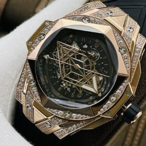 ĐỒNG HỒ ĐÍNH ĐÁ CƠ NAM HUBLOT BIG BANG SANG BLEU ll CHRONOGRAPH KING GOLD REP 1:1 45MM 1 ĐỒNG HỒ ĐÍNH ĐÁ CƠ NAM HUBLOT BIG BANG SANG BLEU ll CHRONOGRAPH KING GOLD REP 1:1 45MM