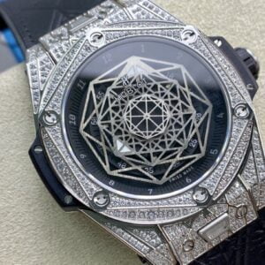HUBLOT BIG BANG SANG BLEU REPLICA WATCHES BLACK DIAL RHINESTONE CASE HB FACTORY 45MM 1 ĐỒNG HỒ NAM MÁY CƠ ĐÍNH ĐÁ HUBLOT BIG BANG SANG BLEU HB FACTORY REPLICA 1:1 CAO CẤP