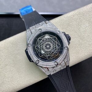 ĐỒNG HỒ NAM MÁY CƠ ĐÍNH ĐÁ HUBLOT BIG BANG SANG BLEU HB FACTORY REPLICA 1:1 CAO CẤP