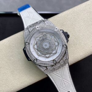 ĐỒNG HỒ CƠ NAM ĐÍNH ĐÁ MÀU TRẮNG HUBLOT BIG BANG SANG BLEU REPLICA 1:1 CAO CẤP 45MM
